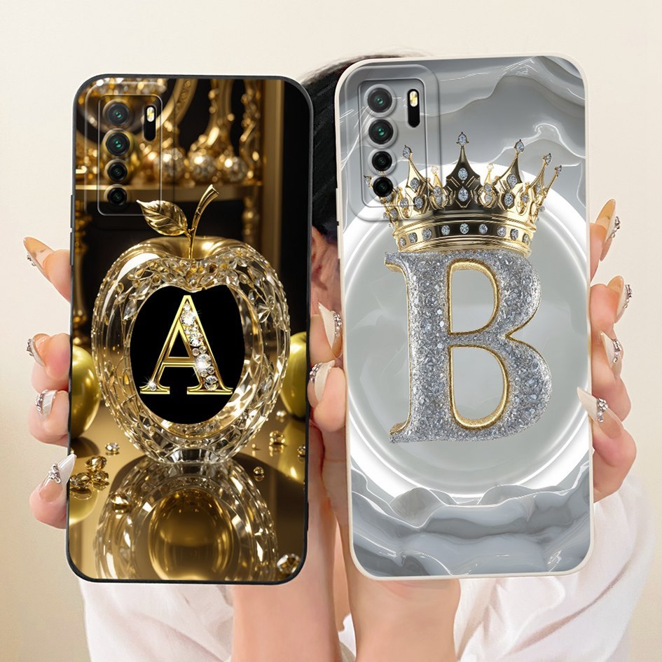 สําหรับ Huawei Nova 7 SE กรณี CDY-NX9A CDY-NX9B Honor 30S Crown ตัวอักษรเริ่มต้นคู่เคสโทรศัพท์สําหรั
