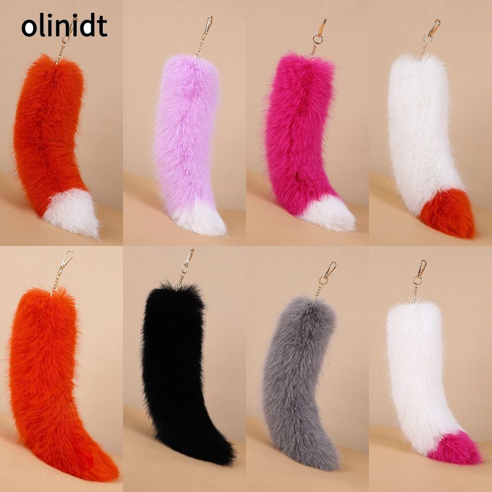 OLIXT Therian Tail Bag Charms,หนาขนาดใหญ่Faux Fur Tailพวงกุญแจ,แฟชั่นWarm Soft Plush Furจี้