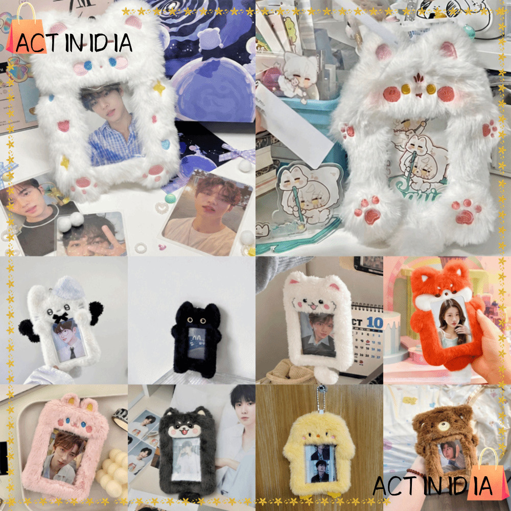 ACTINIDIA Photocard ,น่ารักตุ๊กตาผู้ถือบัตร,แฟชั่นการ์ตูนมัลติฟังก์ชั่หมี/กระต่าย/เก๋รถบัสบัตรประตูแขนนักเรียน