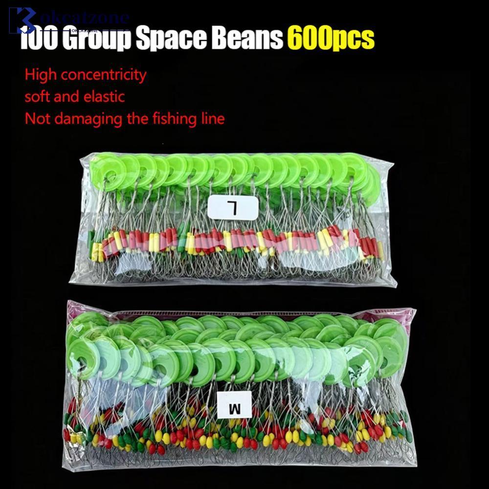 OKCATZONE 100 แพ็ค 600 ชิ้นซิลิโคนตกปลา Space Beans ตกปลาลอย Stoppers กระบอกรูปไข่เกียร์ปลาคาร์พตกปล