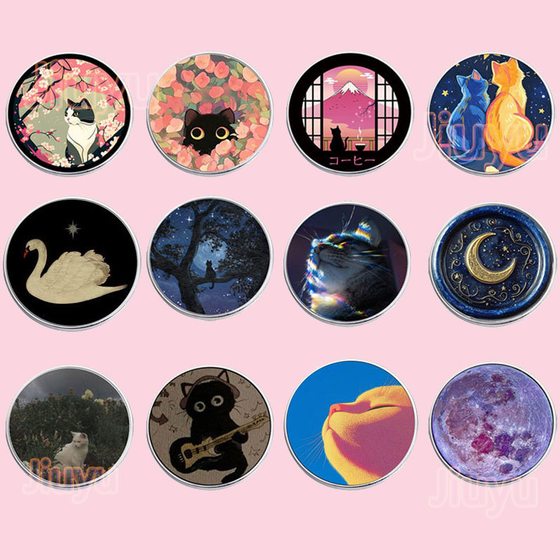 12 สไตล์ Dreamy Moon Star Cat Pin Pack ฉากแฟนตาซีเข็มกลัดโลหะความงามเครื่องประดับสําหรับผู้หญิงสาวคอลเลกชัน Party Favor