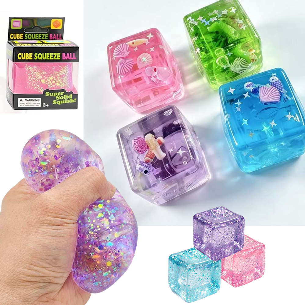 Ocean Themed Cube Squishy  Ice Cube Squishy สนุกมือ Vent ของเล่นขนาดเล็กปัจจุบันสําหรับเด็กผู้ใหญ่
