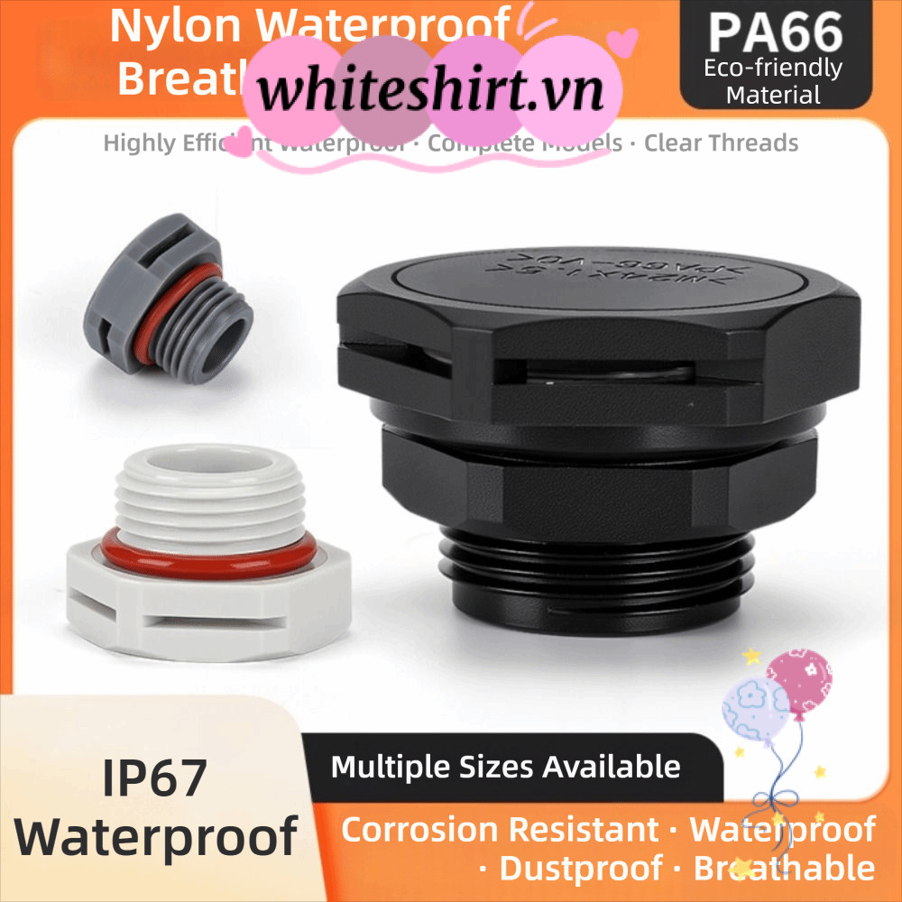 WHITESHIRT Breather Valve, M5 M6 M8 M12 M16 ปลั๊กกันน้ํา Vent, ไนลอน Breather Plug Cap