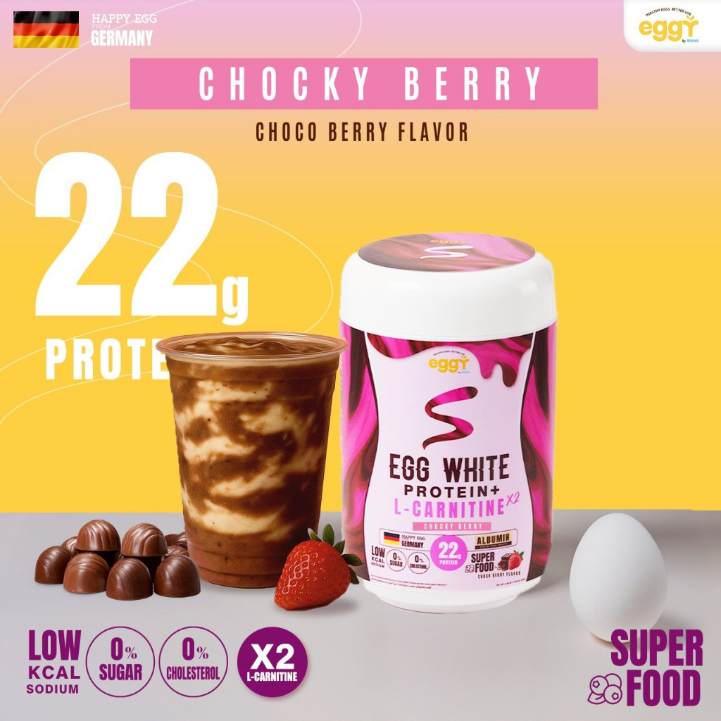 ส่งตรงจากบริษัท โปรตีนไข่ขาว รสช็อคโกเบอร์รี่ Eggy S Egg White Protein ดื่มง่าย โปรตีนออกกำลังกาย สน