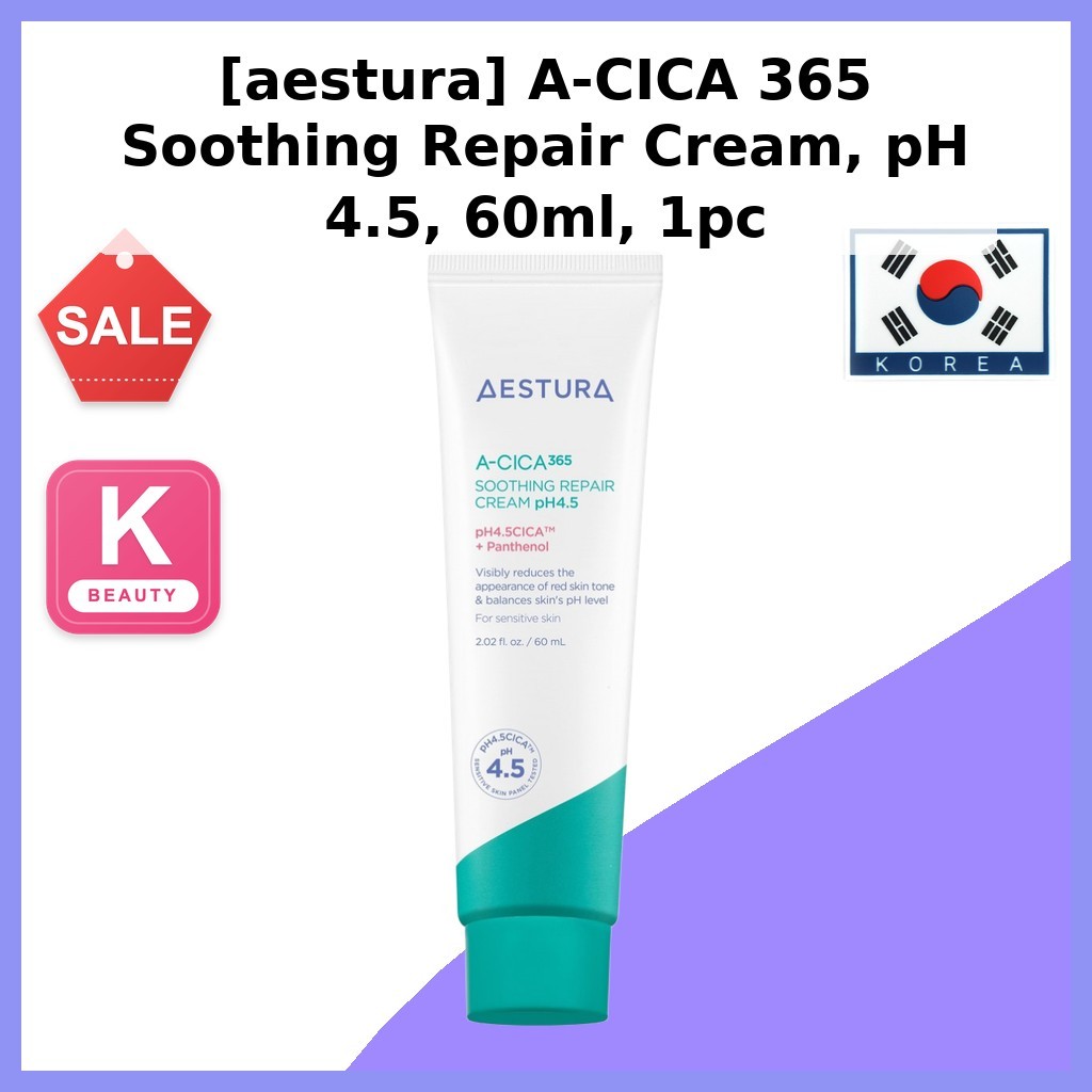 [aestura] A-CICA 365 Soothing Repair Cream, pH 4.5, 60ml, 1 ชิ้น / ครีมซ่อมแซมเกาหลี / pH 4.5 Formul