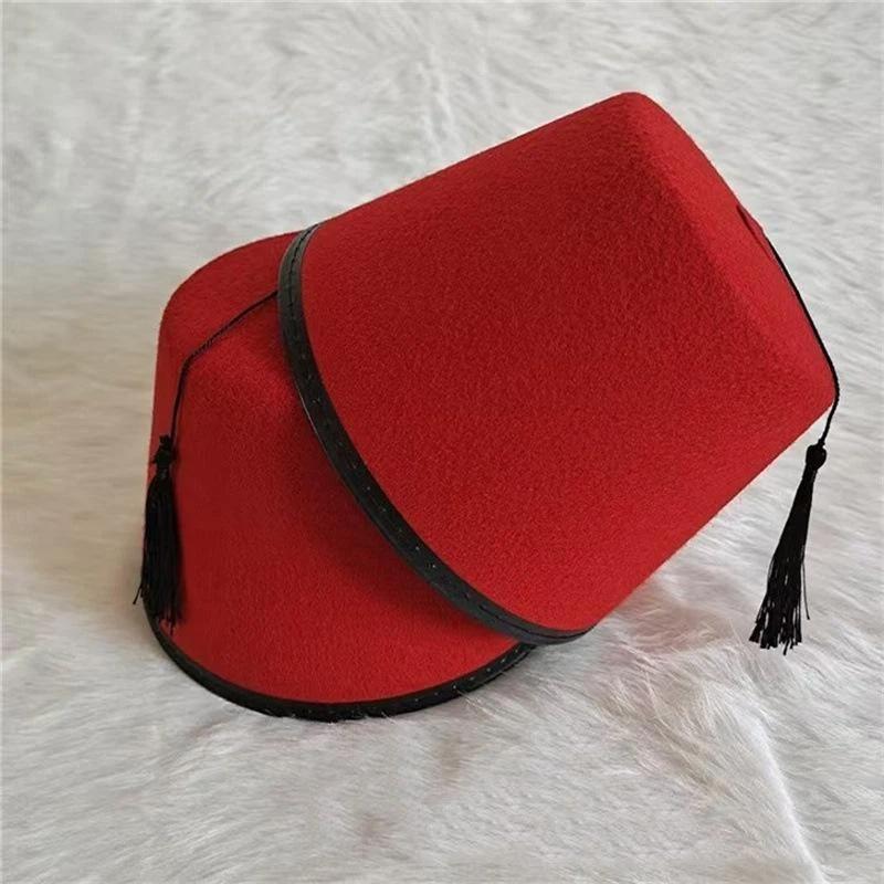 StardustLab รอบ Fez Breathable สีแดง Fez หมวกโมร็อกโกหมวกคอสเพลย์ตุรกี sels หมวกเทศกาลอุปกรณ์ SDL