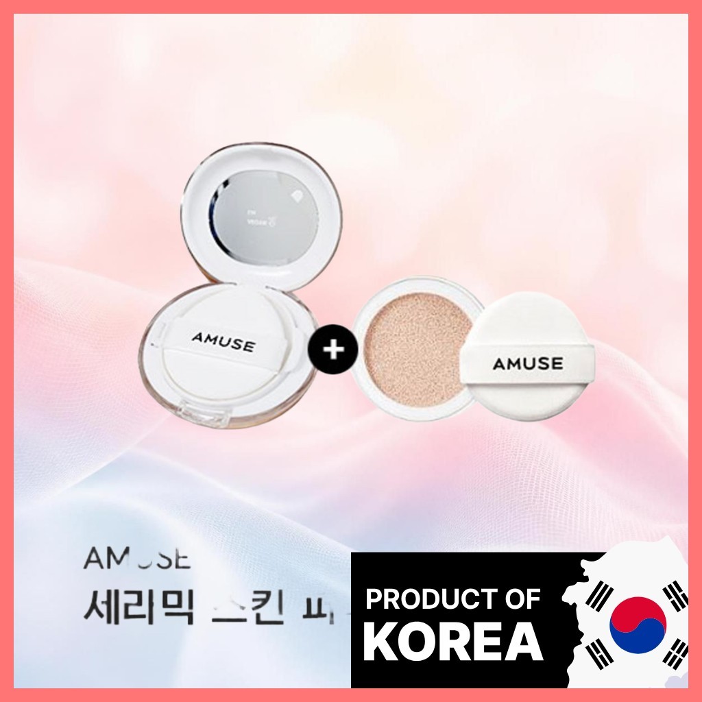 [amuse] Ceramic Skin Perfector Cushion Set, 55g, 1pc, 01 Porcelain / Korean Cushion Foundation by de