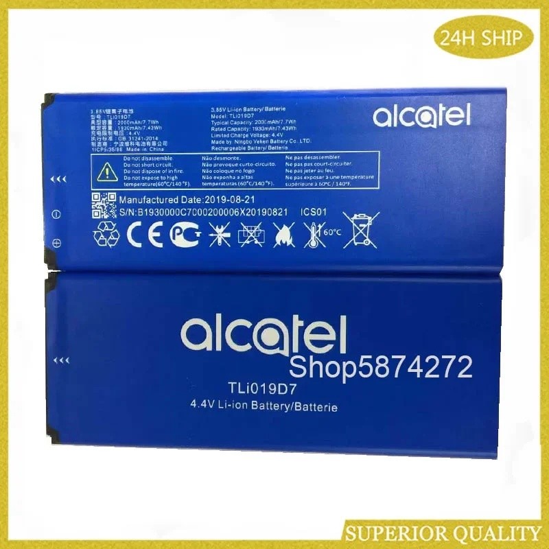3.85V 2000mAh TLi019D7 สําหรับ Alcatel 1 5033 5033D 5033X 5033Y 5033A 5033T 5033J / Telstra Essentia