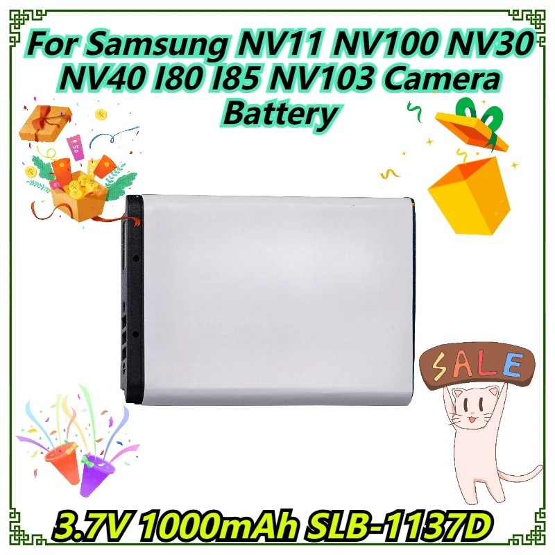 3.7V 1000mAh SLB-1137D สําหรับ Samsung NV11 NV100 NV30 NV40 I80 I85 NV103 แบตเตอรี่กล้อง