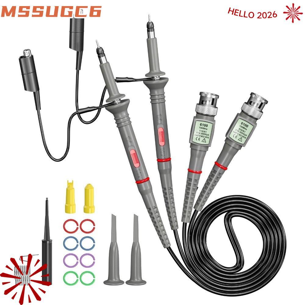 MSSUGC6 1/2pcs BNC Oscilloscope Probe, P6100 100MHz Oscilloscope Probe Kit, ที่มีประโยชน์ X1/X10 10: