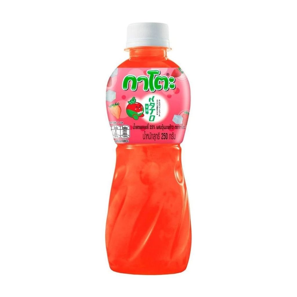 กาโตะ น้ำสตรอว์เบอร์รี25%ผสมวุ้นมะพร้าว Kato Strawberry Juice Nata De Coco 280ml.