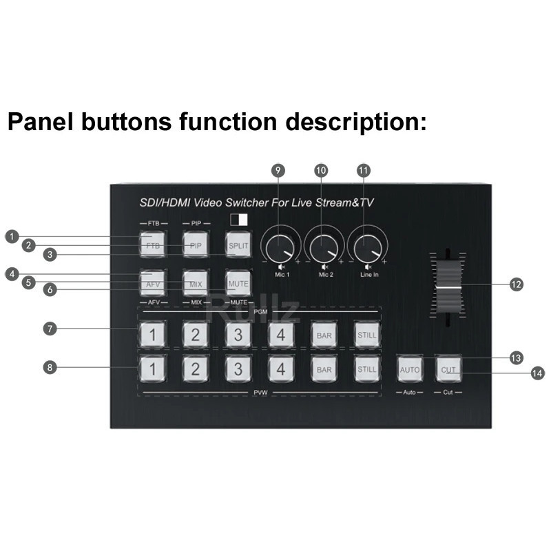 [New]4k 4 Channel HDMI Multi Camera Live Streaming Production Video Mixer Switcher Broadcasting Stat