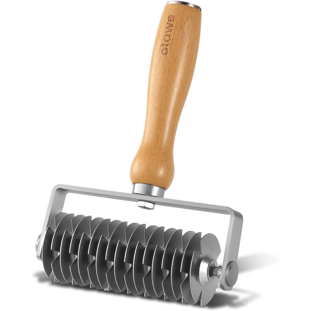 Lattice Pastry Cutter – เครื่องตัดลูกกลิ้งสแตนเลสด้ามไม้สําหรับพาย, Beef Wellington, Pastry & Bread 