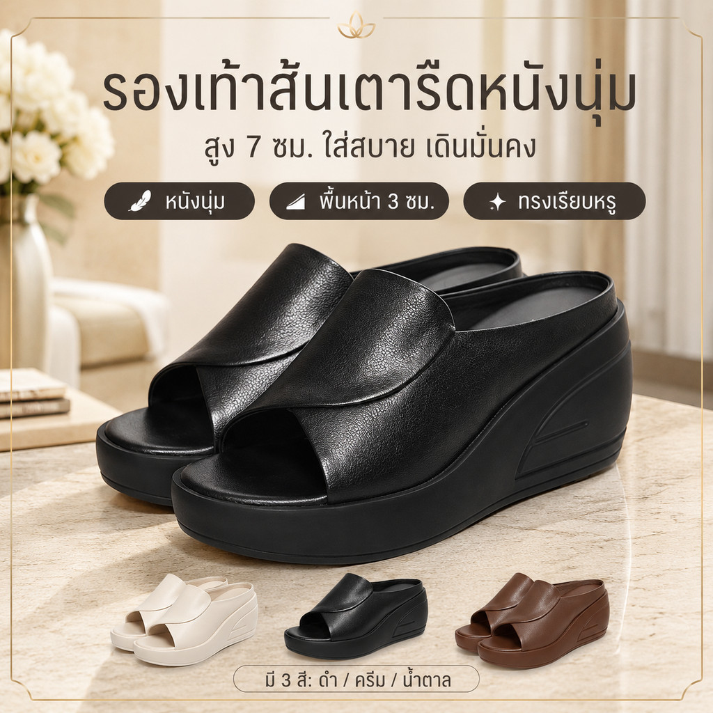 รองเท้าแตะผู้หญิงไซซ์ใหญ่ หัวเปิด พื้นหนา พื้นนุ่ม กันลื่น ใส่สบาย สำหรับคุณแม่ เดินเล่น และใส่ทุกวัน