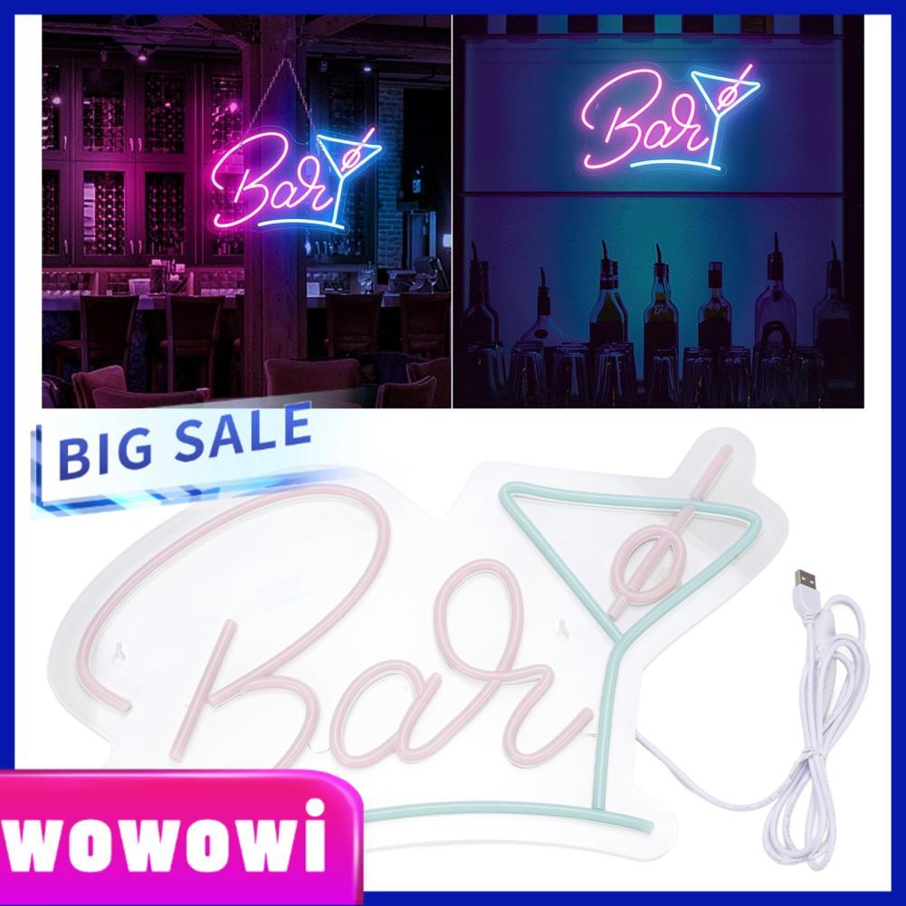 Wowowi Wowowi Luocute บาร์ป้ายนีออน 10.2x16.9in อะคริลิค LED แขวน USB Powered ตกแต่งบ้าน Bistro Part