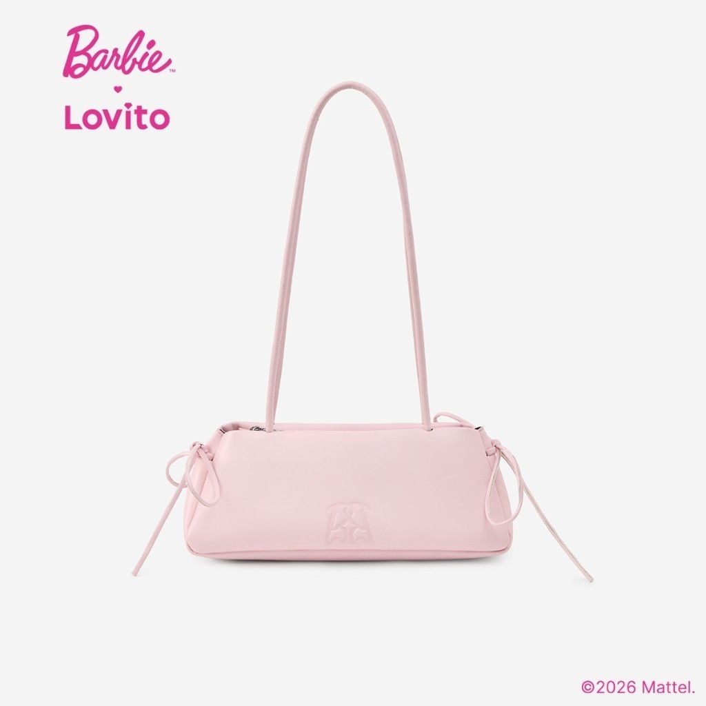 Barbie™ X Lovito กระเป๋าถือสีชมพูผูกปมสุดหรู สำหรับนักเรียน/นักศึกษา เหมาะสำหรับใส่ทำงาน/เดินทาง สำหรับผู้หญิง LBL2AD010