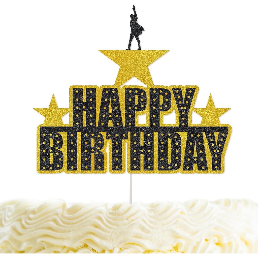 Hamilton Happy Birthday Cake Topper Glitter Hamilton Birthday Party ตกแต่ง Hamilton Birthday Party D