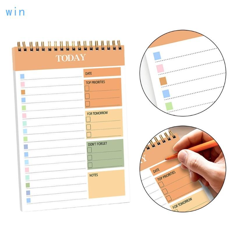 Win Daily Planner 104 หน้า 5x8 66 นิ้ว Twin Coil Binding Planner โน้ตบุ๊ควิชาการ Journal สําหรับวางแ