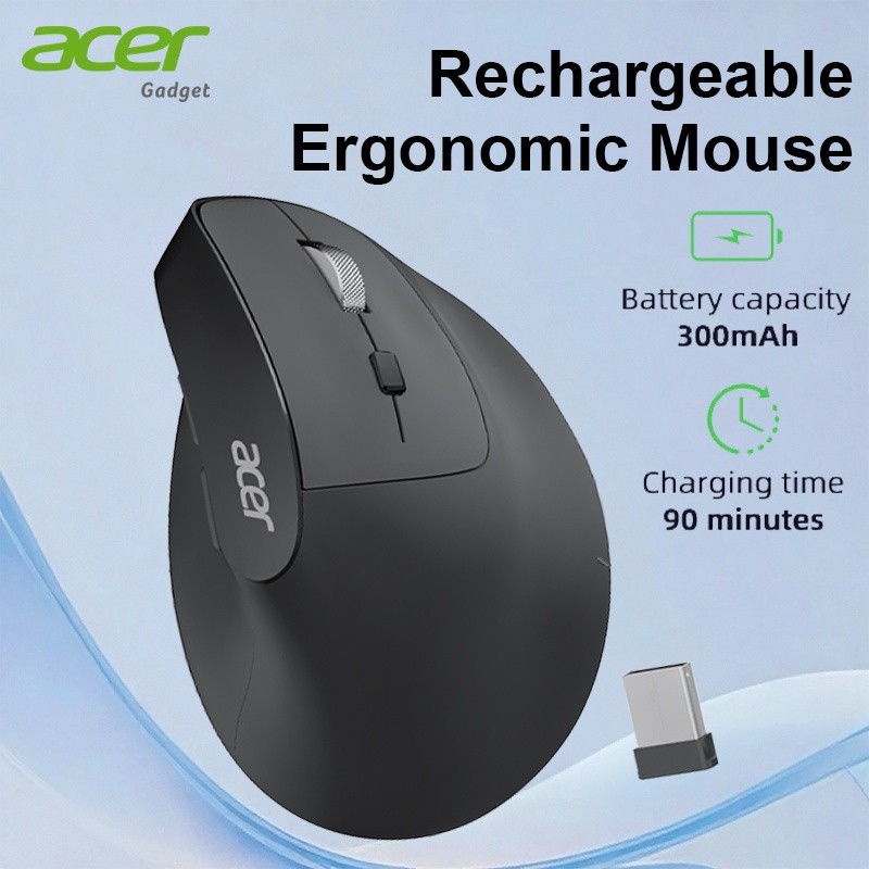 Acer เมาส์บลูทูธไร้สายไม่ลื่นออกแบบตามหลักสรีรศาสตร์แสงอุปกรณ์หลายอายุการใช้งานแบตเตอรี่ยาวนาน