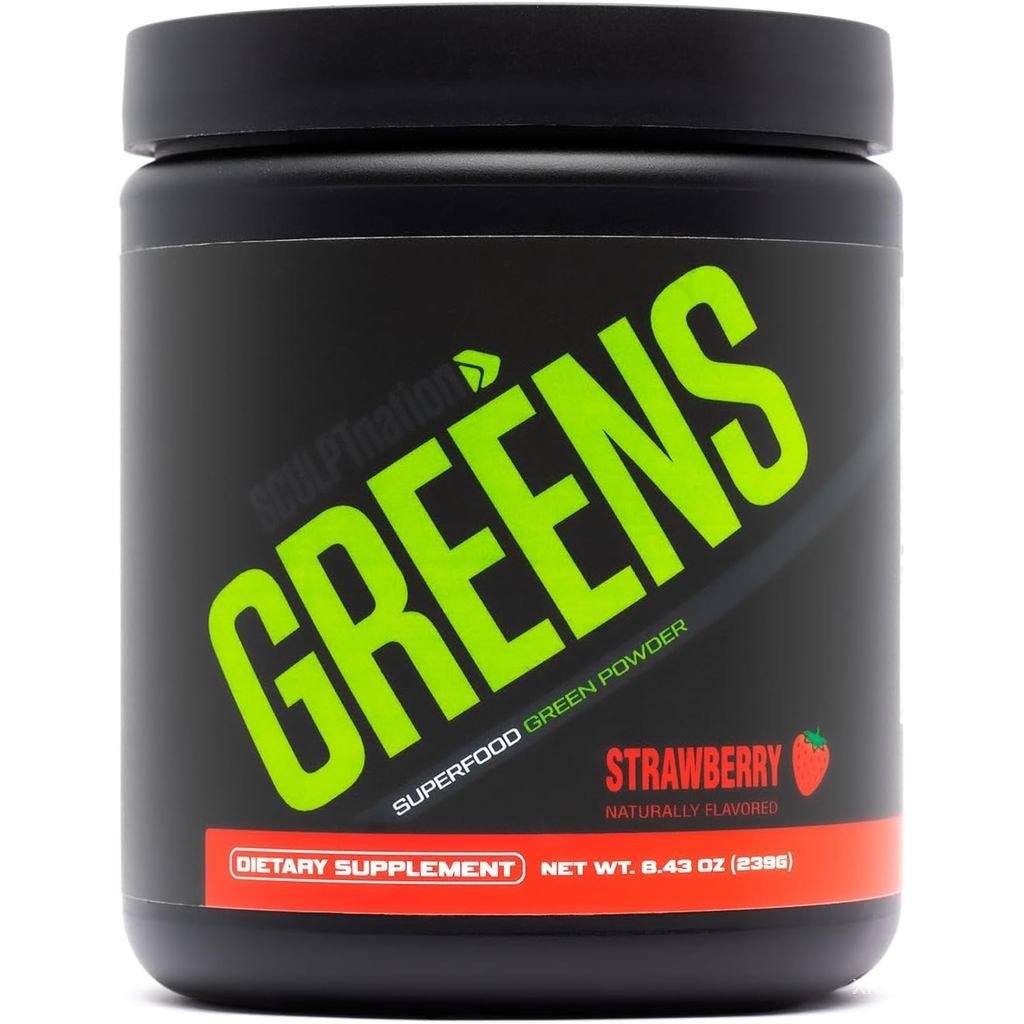 Sculpt Nation by V Shred Greens Strawberry Premium Greens Powder & er Blend พร้อมคอลลาเจนเพื่อพอร์ต 