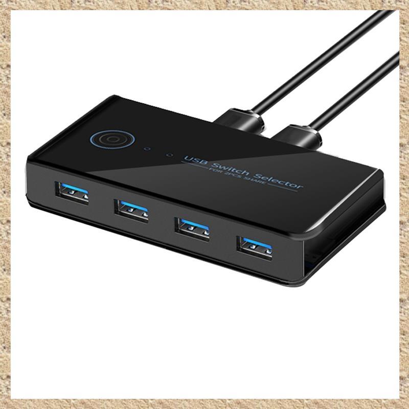 USB KVM Switch USB Shared Switcher 2 in 4 Out สําหรับแล็ปท็อปพีซีคีย์บอร์ดเมาส์เครื่องพิมพ์ USB Swit