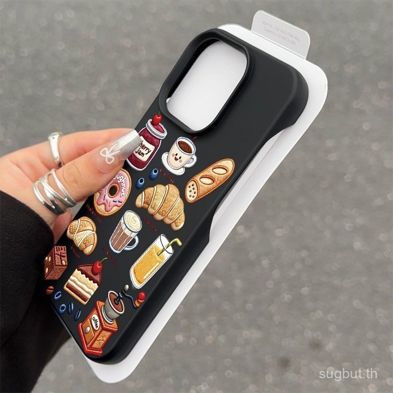 เคสโทรศัพท์เรียบง่ายไร้กรอบกาแฟขนมหวานเหมาะสําหรับiPhone 12promax 12pro 12 13 14 15Promax 15plus 11p