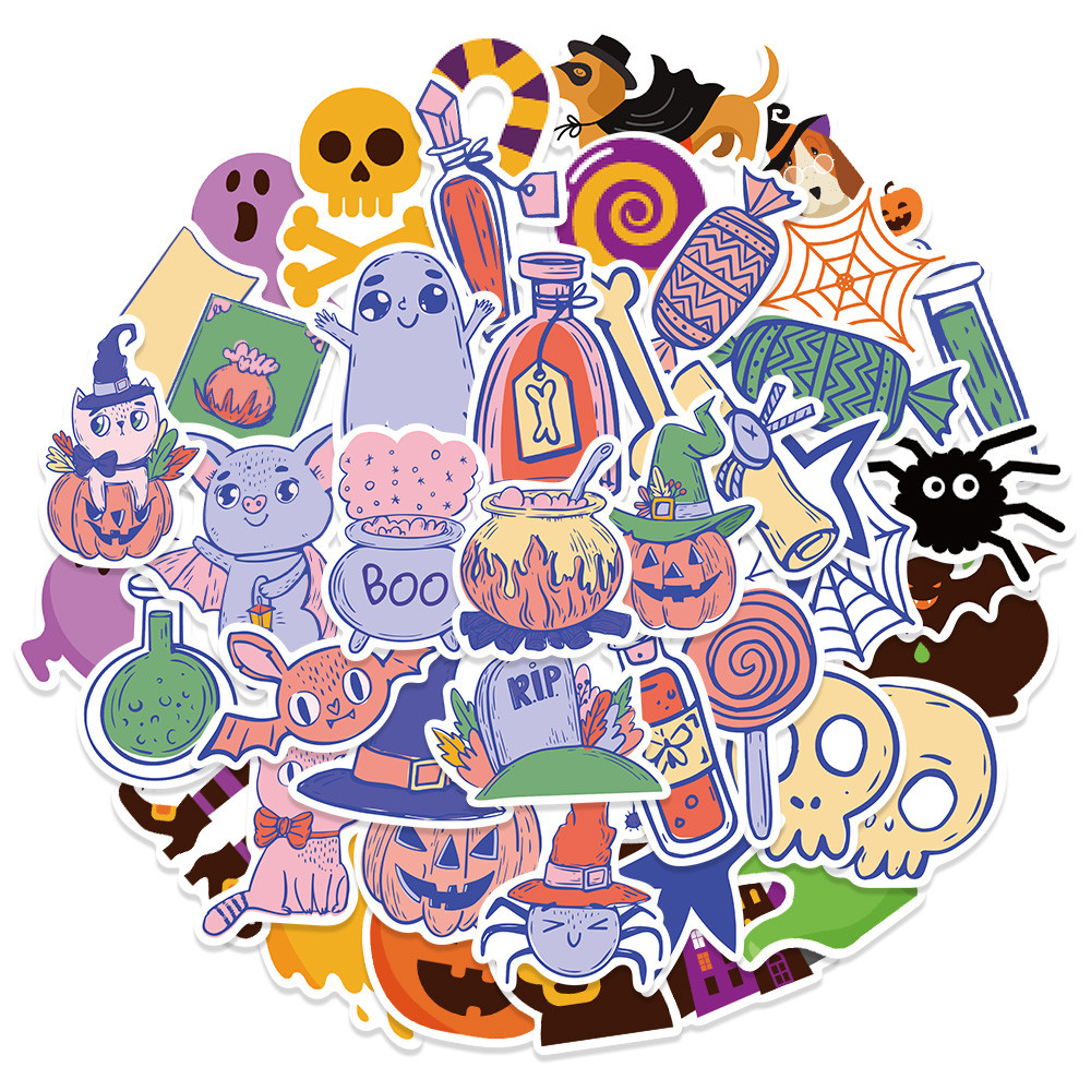 45 แผ่นการ์ตูนฮาโลวีน Cutout สติกเกอร์,ค้างคาวผีสิง Mansion รูปแบบ Decals สําหรับ Junk Journal Scrap