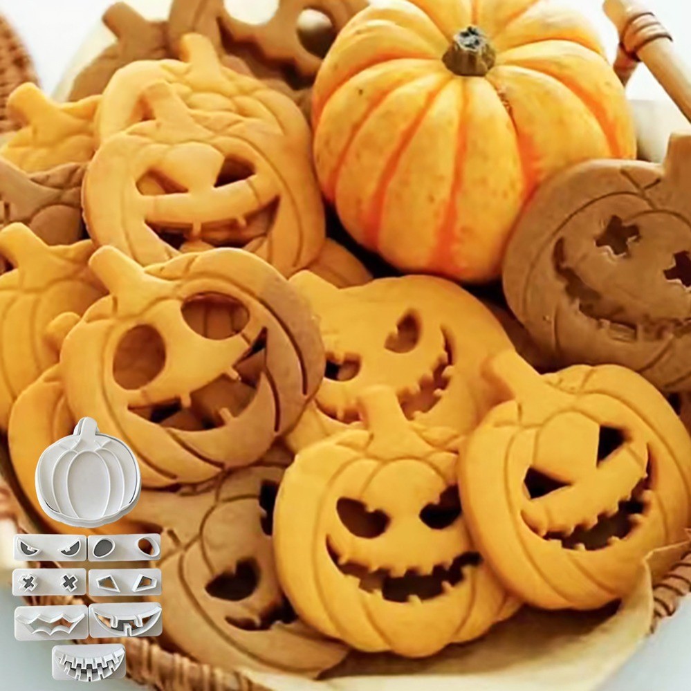 การ์ตูนฮาโลวีนฟักทองเครื่องตัดคุกกี้กดบิสกิตแม่พิมพ์ DIY ครัวเบเกอรี่ Pastry Bakeware