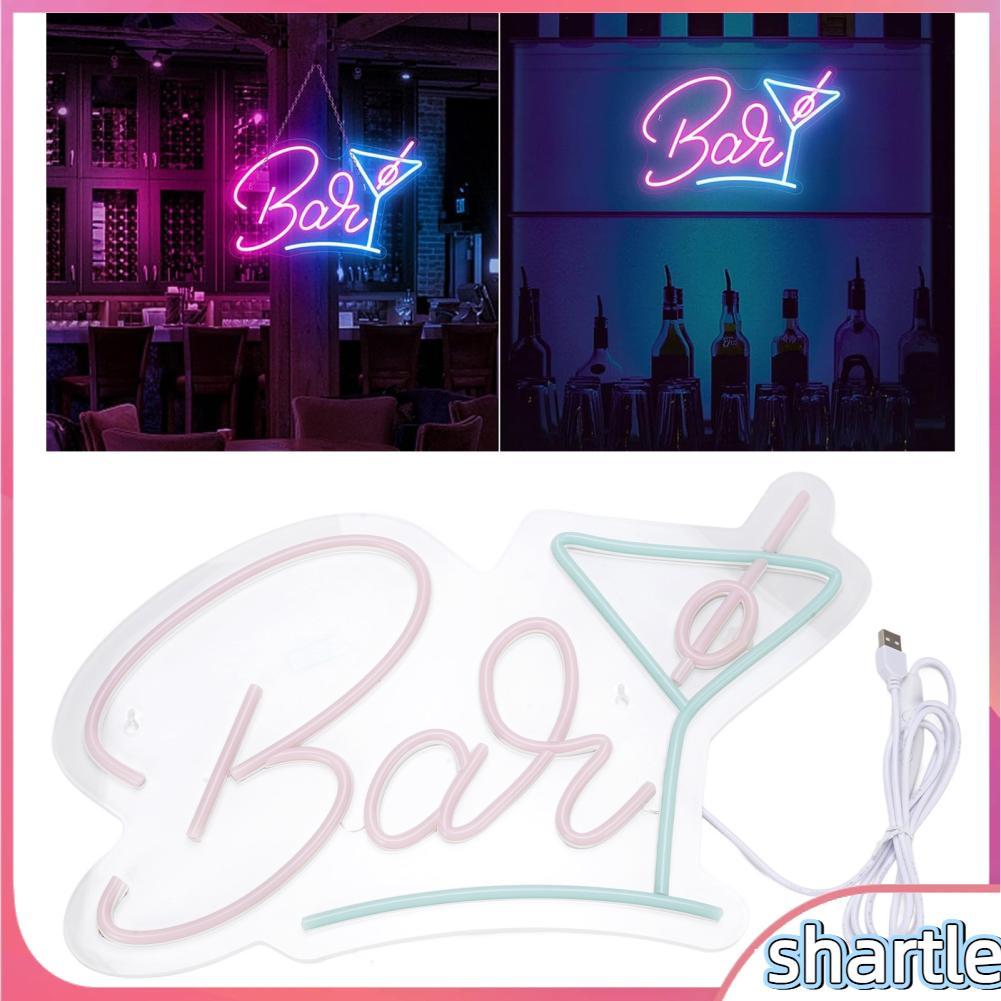 Shartle-th Sharple-th Luocute บาร์ป้ายนีออน 10.2x16.9in อะคริลิค LED แบบแขวน USB Powered ตกแต่งบ้าน 