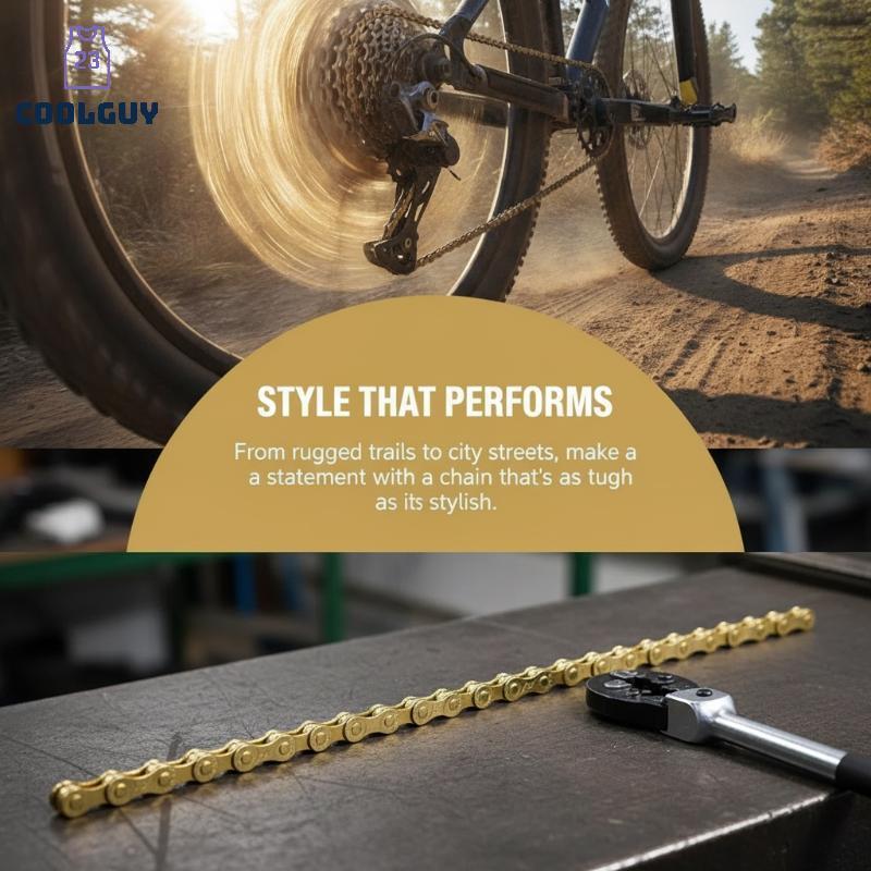 [YLSW] 6-7-8S-Z80 116L Gold Bike Chain จักรยานเสือภูเขาโซ่ทอง Qui Release Link TH