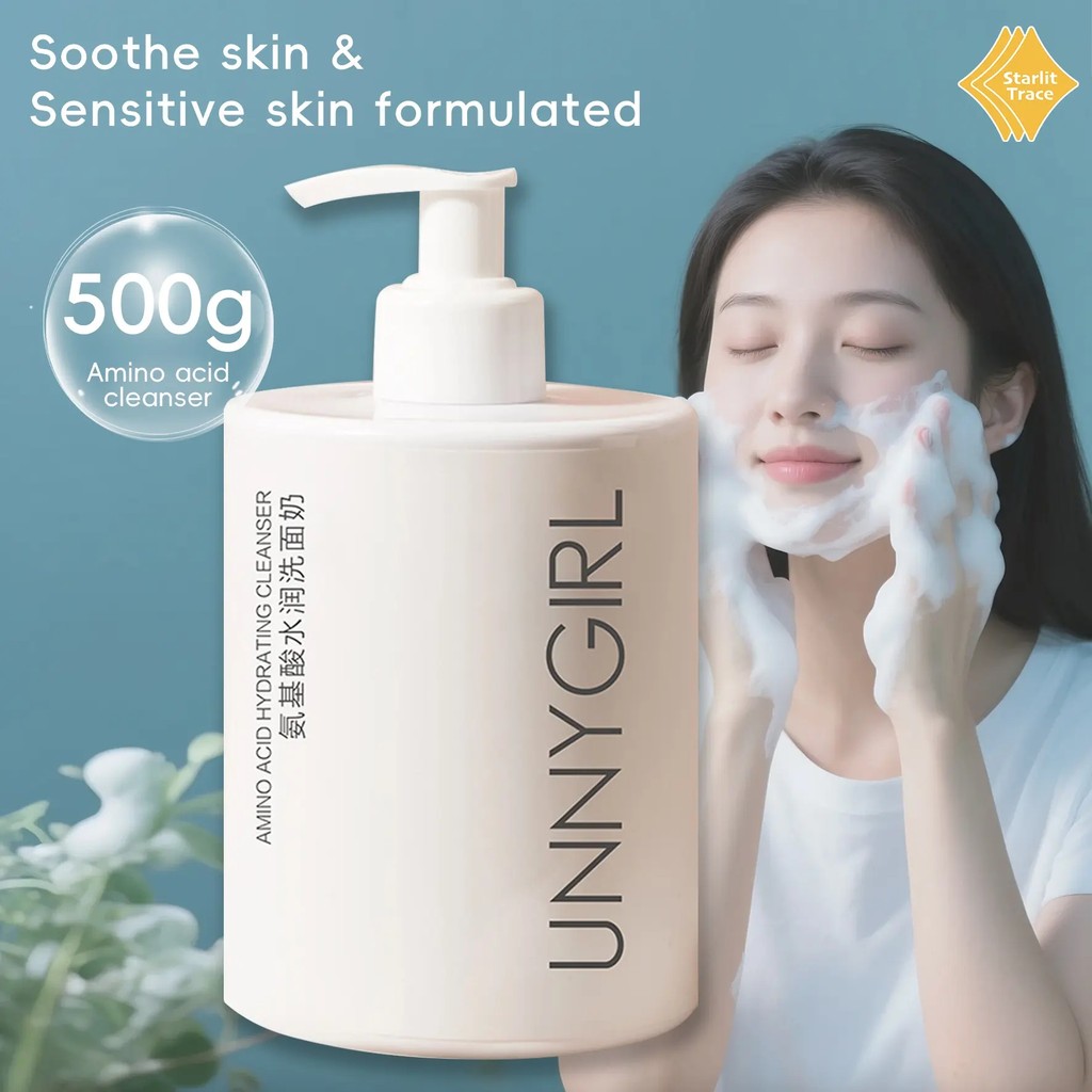 ขนาดใหญ่ 500มล | อะมิโน แอซิด เฟเชียล คลีนเซอร์ เจนเทิล ไฮเดรติ้ง เฟซ วอช, ซูทติ้งสําหรับผิวแพ้ง่าย,