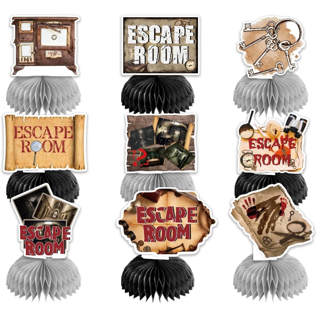 9 ชิ้น Escape Room Honeycomb Centerpieces ตกแต่งโต๊ะ Escape Room ตาราง Centerpieces สําหรับ Escape R