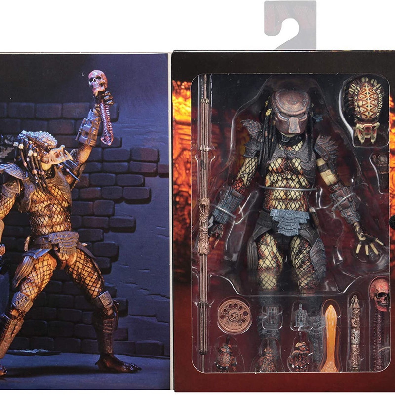 【พร้อมส่ง】predator figure model neca 铁血战士 手办 人偶 feral ฟิกเกอร์ Ultimate Elder Predator mask scar mod