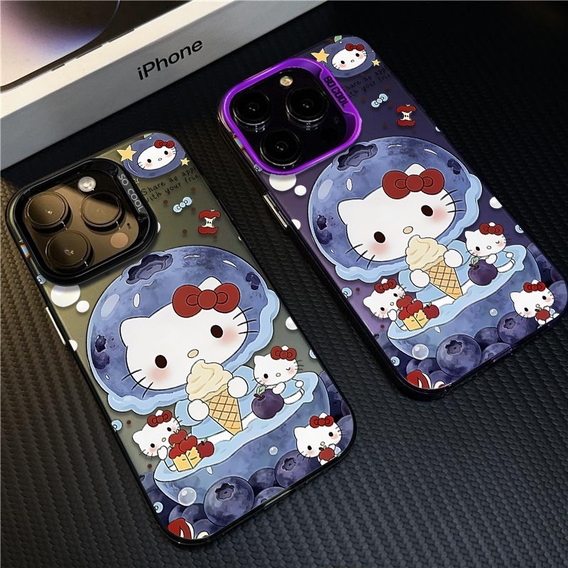 เคสโทรศัพท์ลายตกแต่งฟองสไตล์กุทัณฑ์น่ารักจับคู่การออกแบบขนมไอศกรีมบลูเบอร์รี่กันกระแทกสร้างสรรค์เคสป