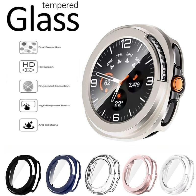 เคสป้องกันพร้อมหน้าจอกระจกนิรภัย 2-in-1 Protector สําหรับ Galaxy Watch8 คลาสสิก 46 มม.ฝาครอบกันชนสํา