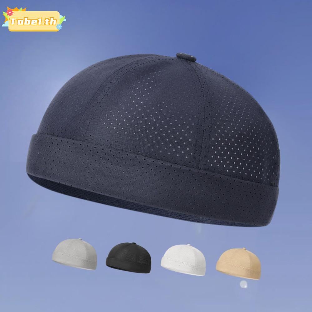 TOBE1 หมวกตาข่าย, Retro Quick Drying Brimless Docker หมวก,แฟชั่นปรับสีทึบ Breathable Landlord หมวก