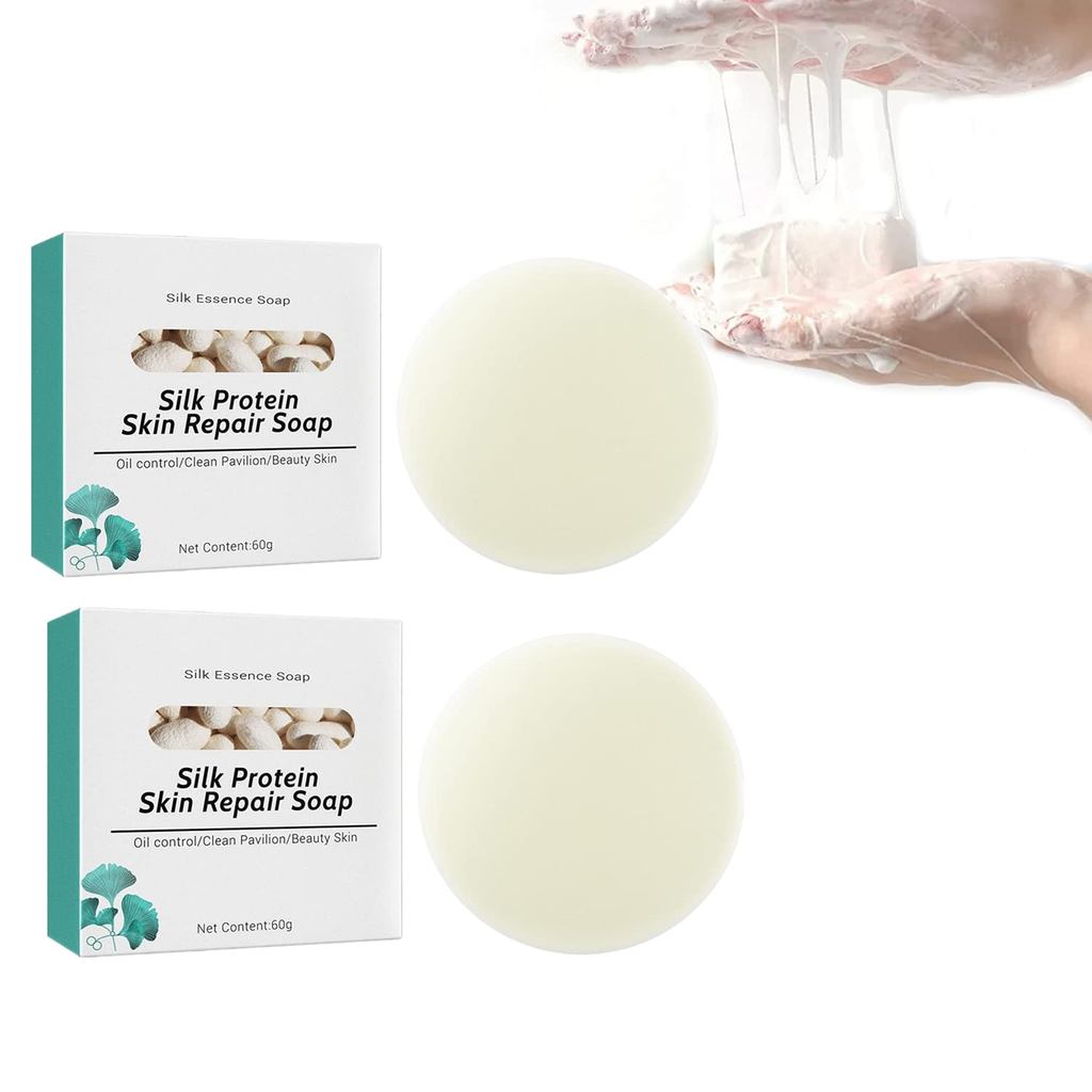 2PCs SkinFerm Collagen Milk Whitening Soap, Silk Protein Skin Repair Soap, สบู่ขัดผิวและกระจ่างใสสํา