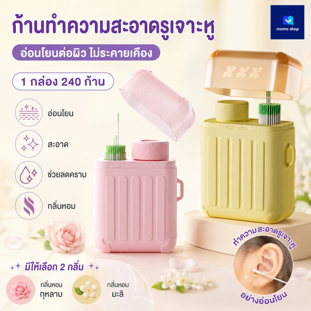 240ชิ้น ขน ทําความสะอาดหูชุดโซลูชั่นกระดาษไหมขัดฟันรูหู การดูแลหลัง ชุดเครื่องมือทิ้งต่างหูหลุมทําความสะอาด