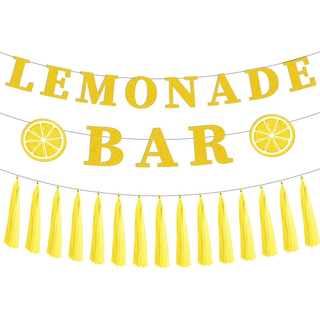 Lemonade Stand Party Decorative - 3PCS Lemonade Bar แบนเนอร์ Tassels Supplies สําหรับเด็ก, Lemon Dri