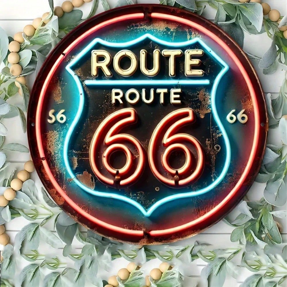 HELLOYOUNG Vintage Route 66 LED Neon Sign Wall Art Retro Decor สําหรับ Man Cave Garage Party Lights
