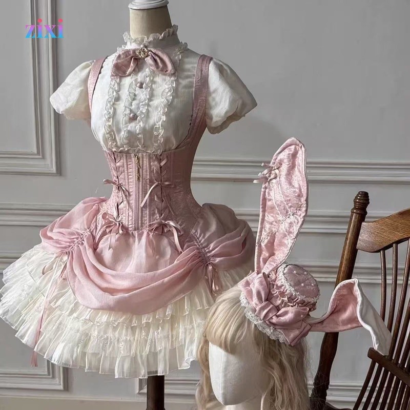 Burei Rabbit Lolita Fishbone Corset Lolita Daily Cute Gothic Princess Dress