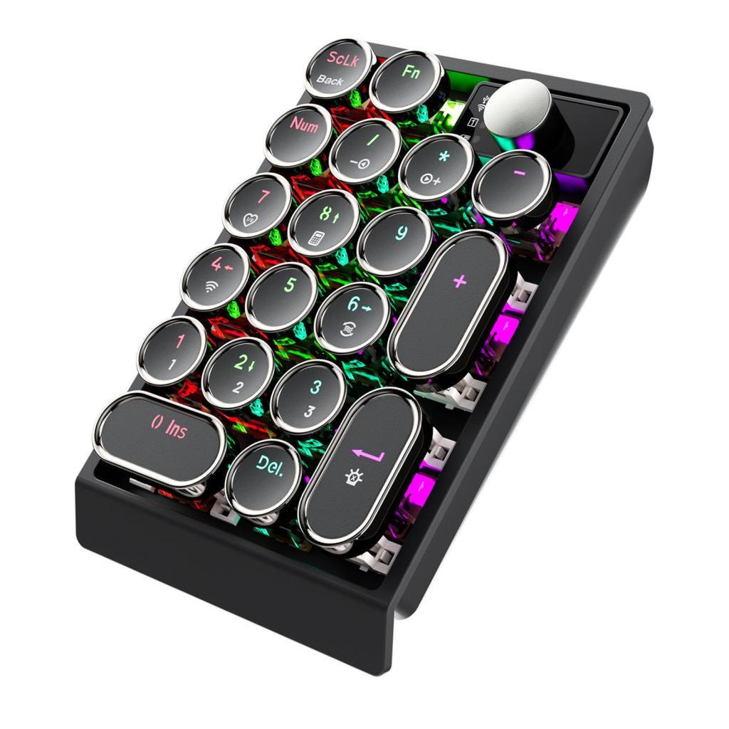 PUSOKEI Mechanical Number Pad บลูทูธ / 2.4G USB C แป้นพิมพ์ตัวเลขย้อนยุคพร้อมลูกบิด 1000mAh ชาร์จ RG