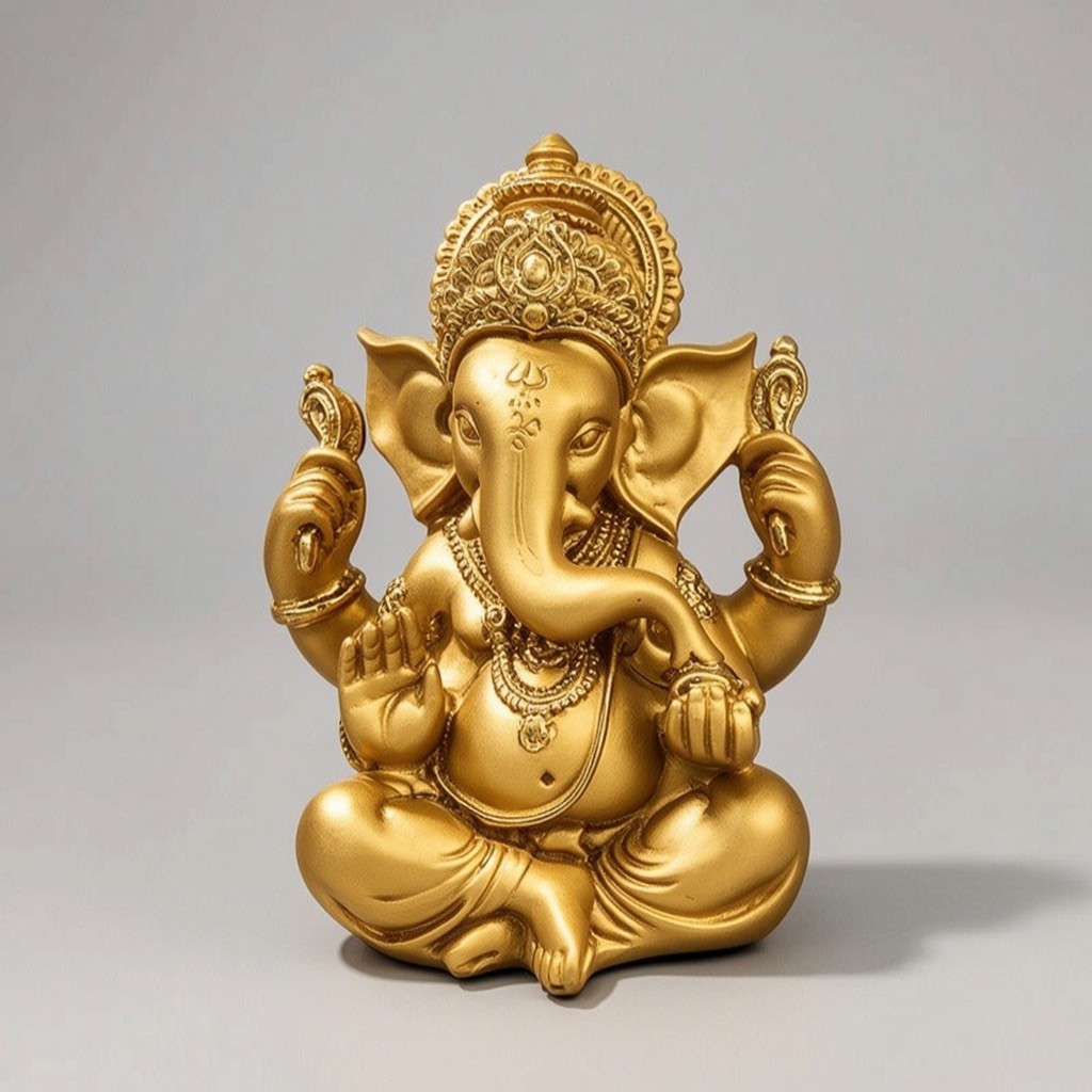 รูปพระพิฆเนศเรซิ่นรูปปั้นพระพิฆเนศ Ganpati Idol มือวาดรูปปั้น Ganpati โต๊ะสําหรับแท่นบูชา, โต๊ะ