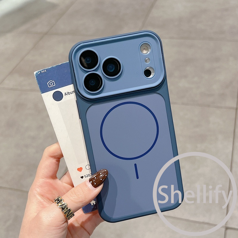 พรีเมี่ยม 2-in-1 dual สีแม่เหล็ก X-ring เคสโทรศัพท์หน้าต่างขนาดใหญ่เหมาะสําหรับ iPhone 11 12 13 14 15 16 17 Pro Max รวมทุกอย่างกระจกป้องกันฝาครอบตก