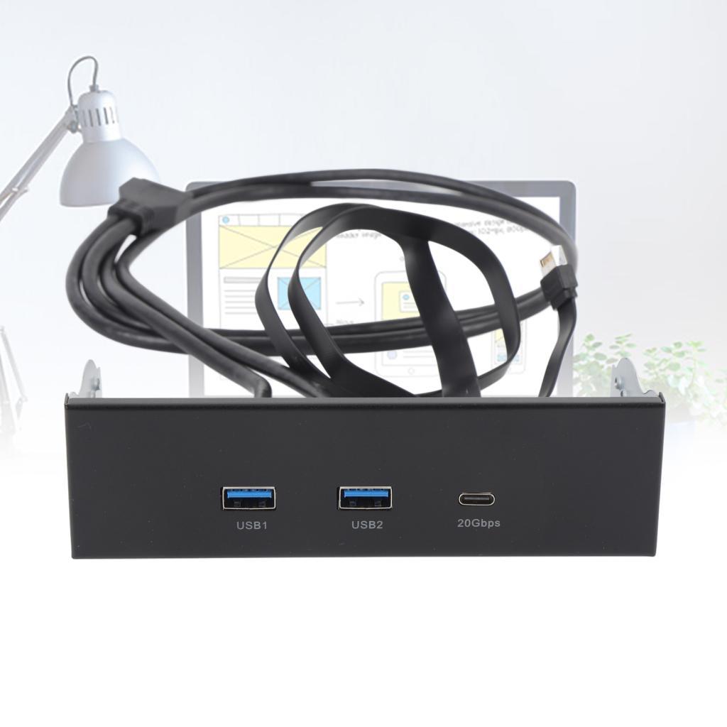 แผงด้านหน้า USB Hub 5.25 นิ้ว 19PIN + Type E Input Metal GEN2x2 AC 3 พอร์ต 20Gbps Optical Drive Exte