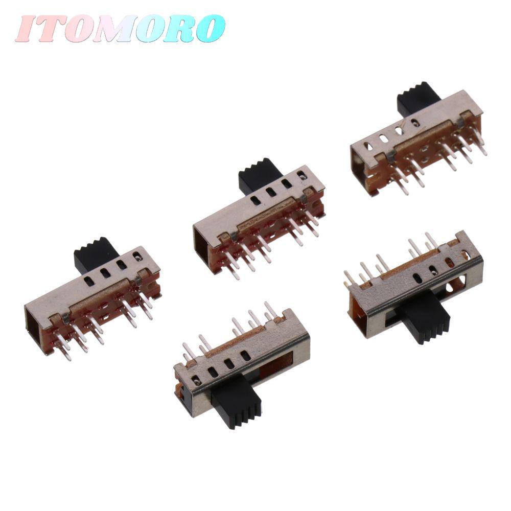 ITOMORO 5 ชิ้น Micro Slide Switch, SS-24E01 4 ตําแหน่งสลับสวิทช์, 5 มม.สลับแนวตั้ง 10P 2P4T Micro Sw