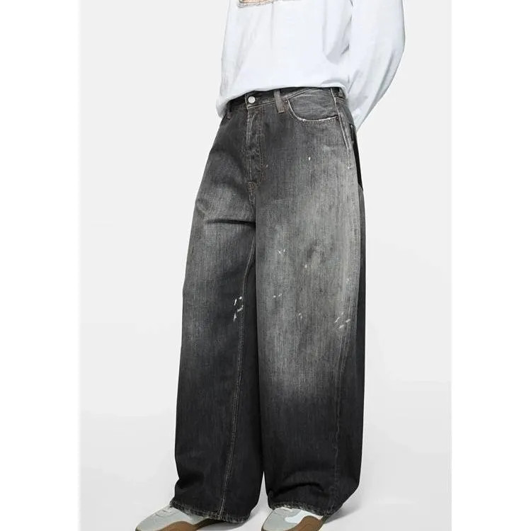 Acne studio Splash Ink Leather Pocket 1981 Loose Jeans