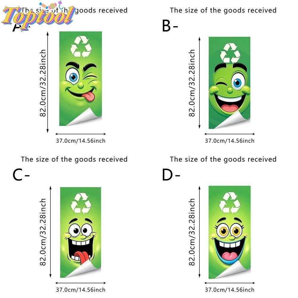 TOPTOOL สติกเกอร์ถังขยะ,การ์ตูนตลก Face Self กาวขยะรูปลอก,บล็อกน้ํา Vivid Expression Sun Proof Tough