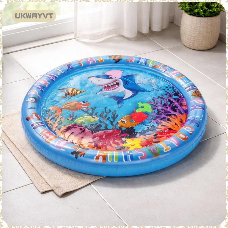 [ukwryvt] Blue Base Shark Pet Water Bed Interactive Inflatable Pet Water Bed Enrichment Inflatable C