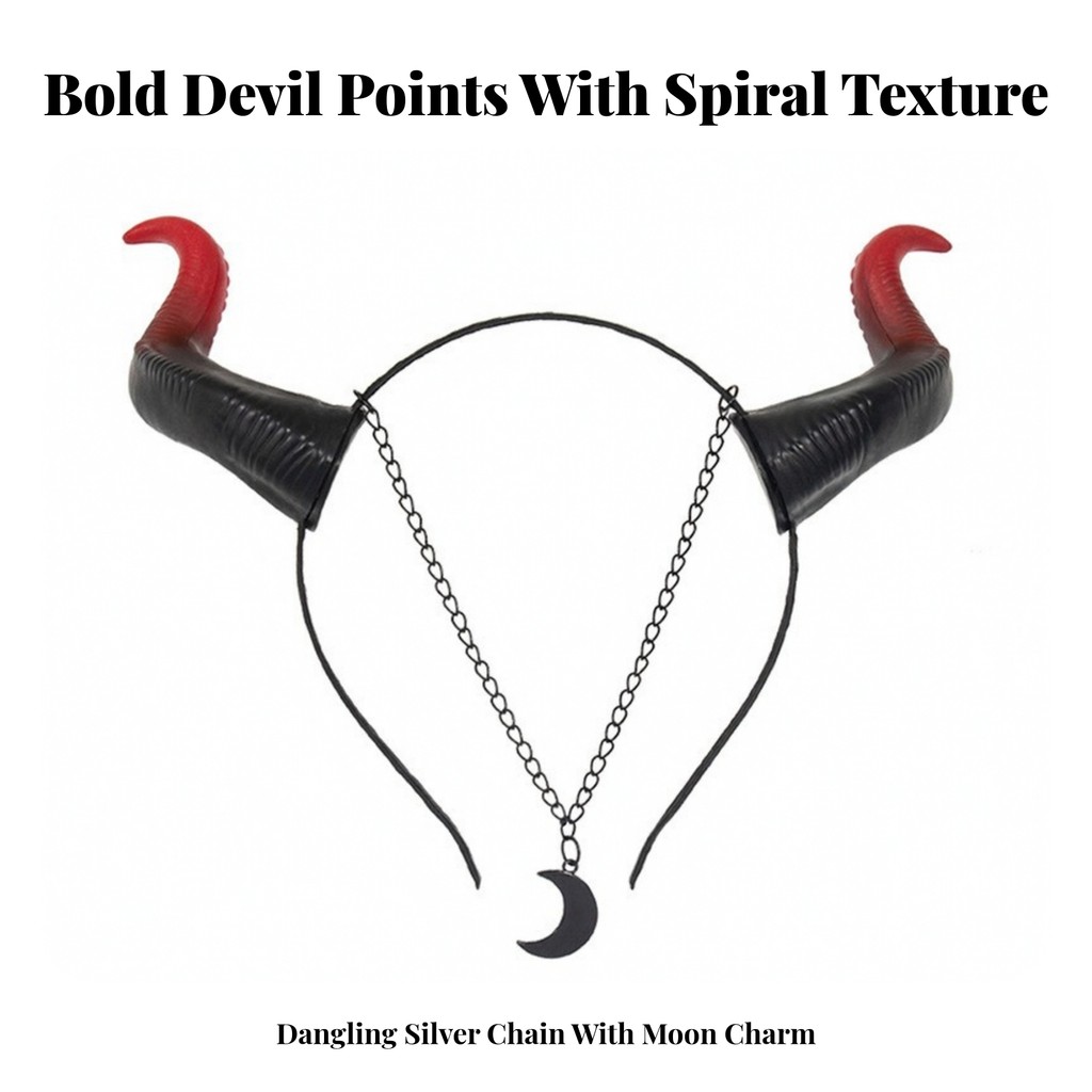 Devil Spike Headband Gothic Headband พร้อม Horns Devil Horns Headpiece ขนาดเดียวเหมาะกับแม่มดส่วนใหญ